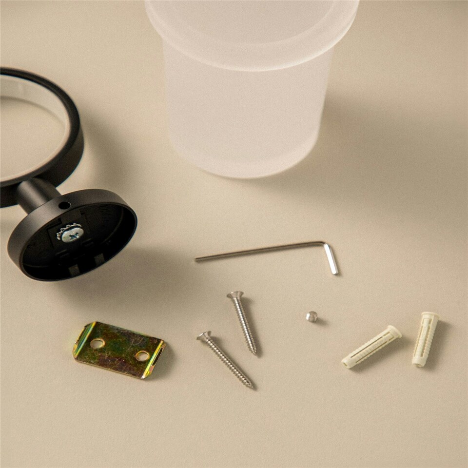 image 1 of Cosmic Toothbrush Holder Countertop & Stick Range w/ Matt Stainless Steel Black