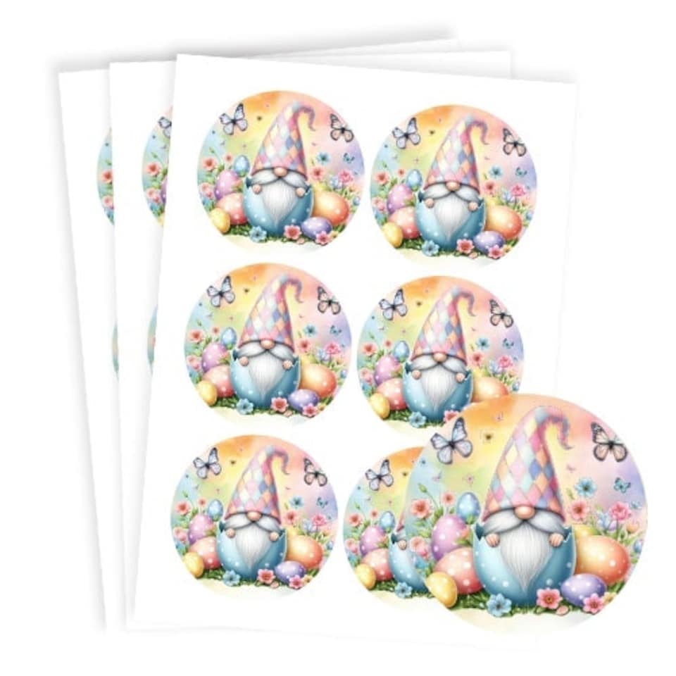 image 1 of Easter Gonk Round Stickers 88mm - Sheet of 6
