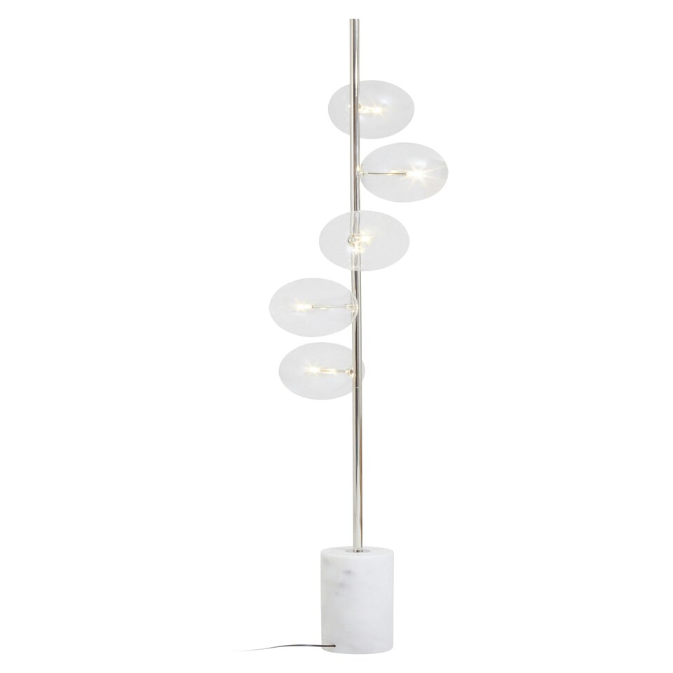 image 1 of Interiors by Premier Nickel And White Marble Floor Lamp White
