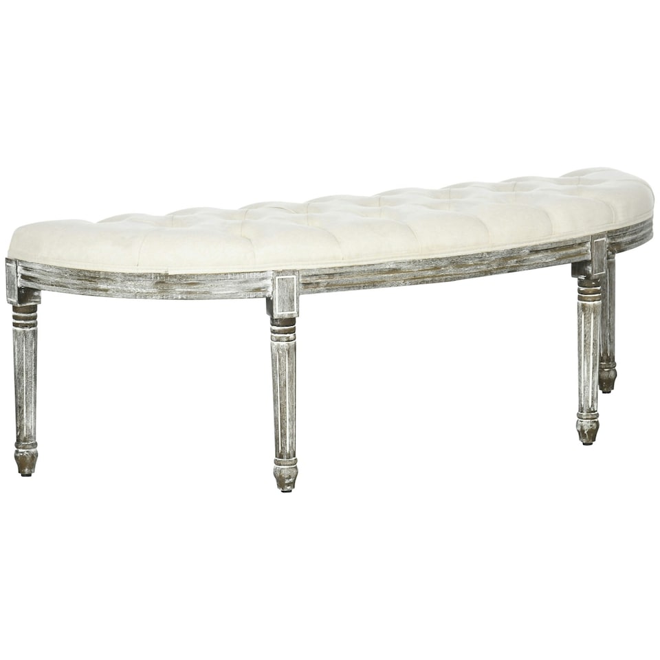 image 1 of HOMCOM Half-Circle End Bench Ottoman Footstool Button Tufting Padded