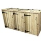 image 1 of Deluxe Triple Bin Store - Timber - L90 x W210 x H120 cm - Garden Storage - Minimal Assembly Required Brown