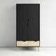 image 5 of Oslo Wardrobe 2 Doors 2 Drawers in Black and Oak