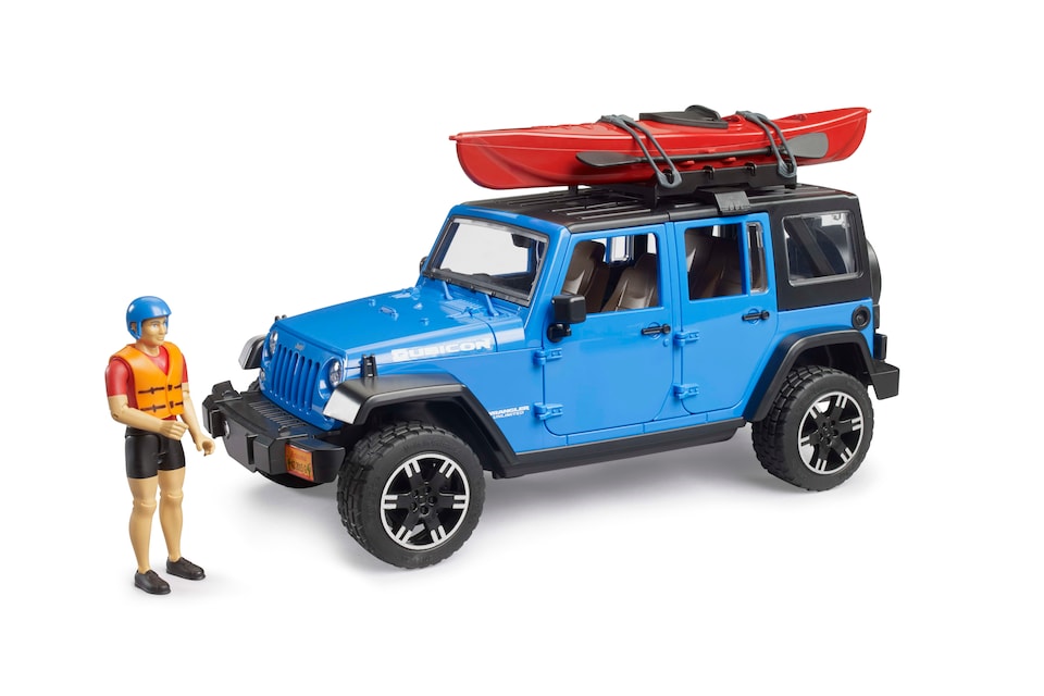 image 1 of Bruder Jeep Wrangler Unlimited Rubicon with Kayak & Kayaker Adventure Vehicle Playset