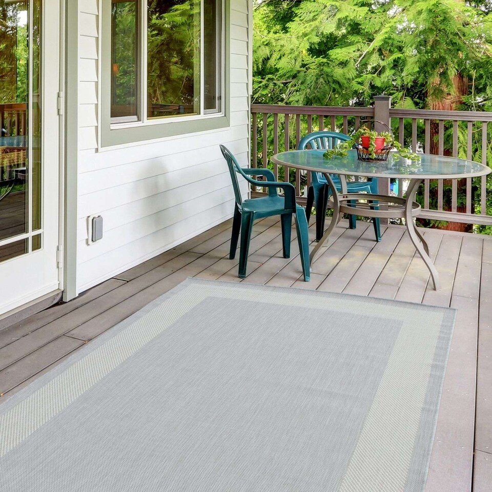 image 1 of The Rugs Outdoor Indoor Bordered Garden Patio Rug Weather Resistant | 200