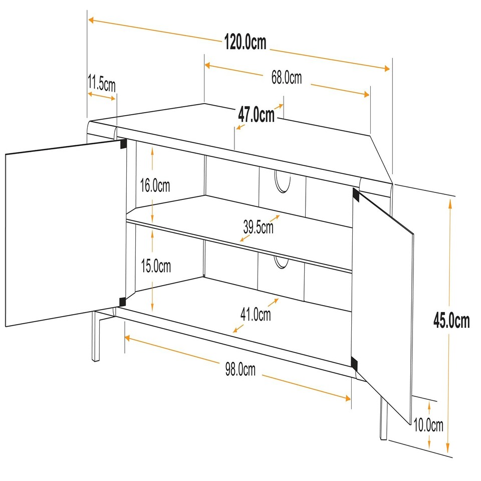 image 1 of MDA Designs CORVUS Corner-Friendly Gloss White Contemporary Cabinet with White Profiles White BeamThru Glass Doors Suitable for Flat Screen TVs up to 50" White