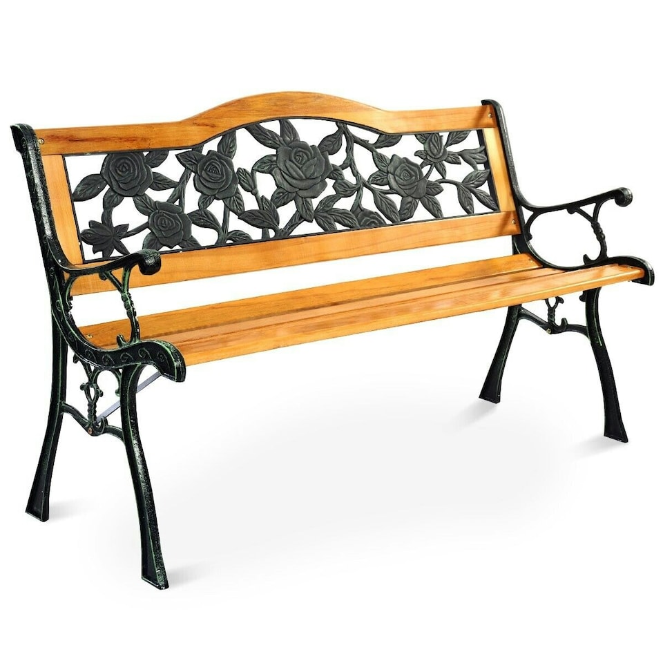 image 1 of COSTWAY Garden Bench Loveseat 2 Seater Park Chair Wood Slats Seat | Brown