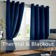 image 2 of Velvet Look Eyelet Ring Top Blackout Curtains - 117cm x 137cm - Navy