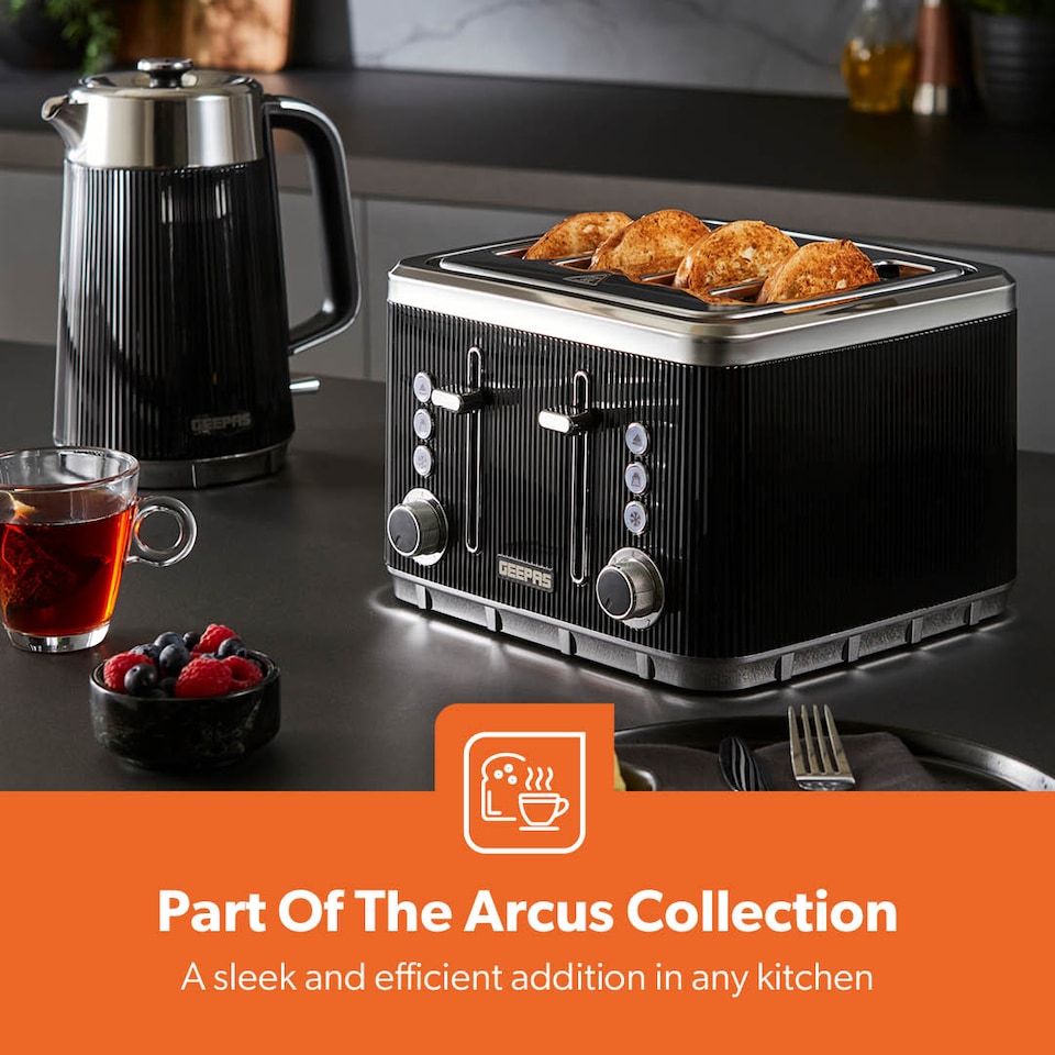 image 1 of GEEPAS 4 Slice Toaster | 1860W Black