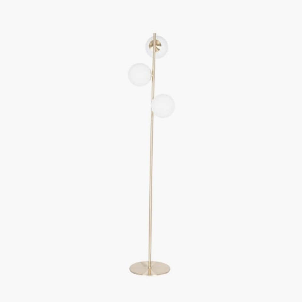 image 1 of White Orb and Gold Metal Floor Lamp