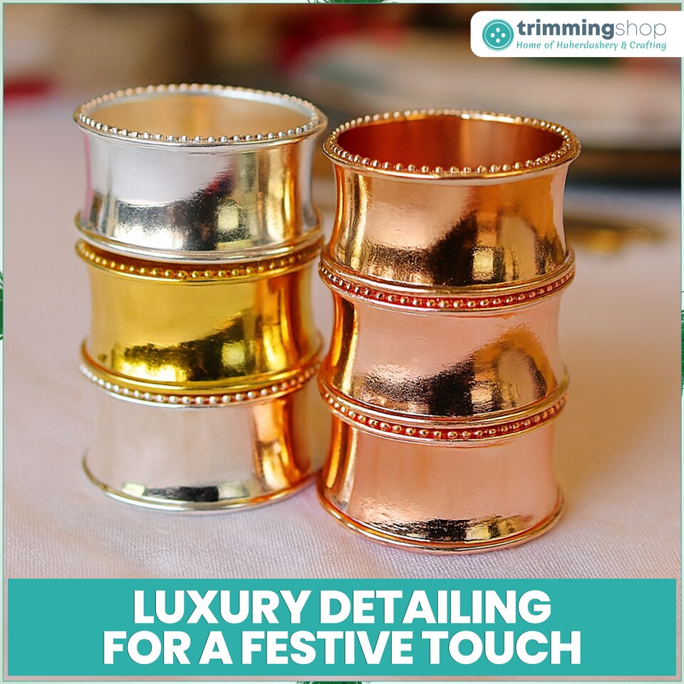 image 1 of 1pc Beaded Rim Napkin Rings, Hammered Design Napkin Buckles