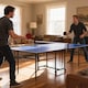 image 2 of SPORTNOW 9FT Holding Tennis Table with Four Wheels, for Indoors, Blue