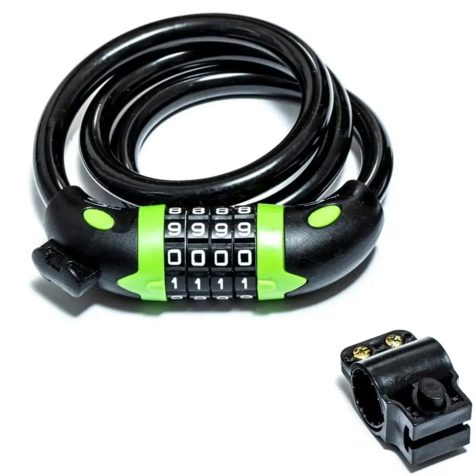 image 1 of Sport Direct 12mm x 85cm Bicycle Bike Waterproof Combination Lock With Bracket Black