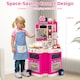 image 3 of COSTWAY Kids Kitchen Playset Corner Play Kitchen with Realistic Sounds-Pink