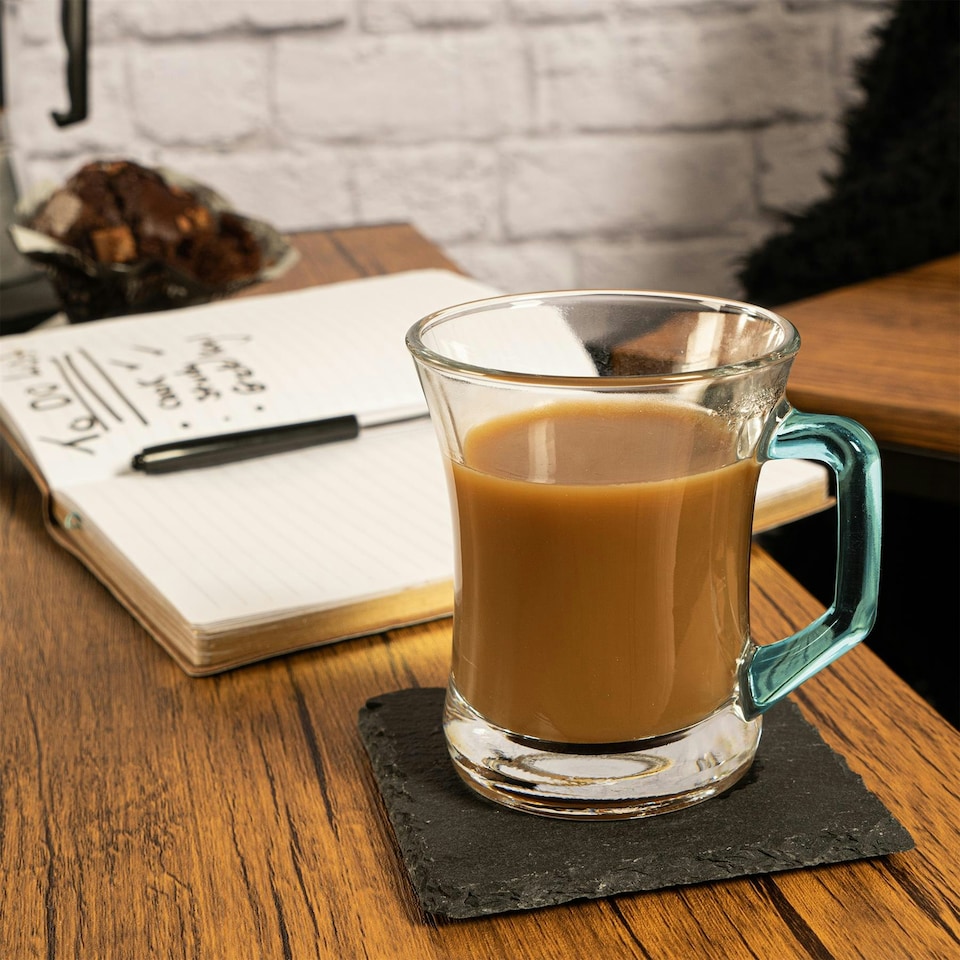 image 1 of LAV Zen+ Glass Coffee Mugs - 225ml - Multicolour - Pack of 6 Multi