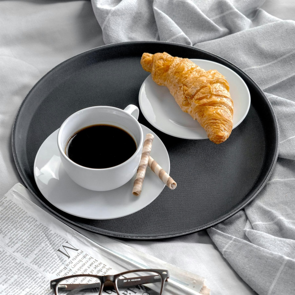 image 1 of Argon Tableware Round Non-Slip Serving Tray - 35cm - Black