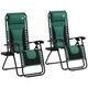 image 1 of Outsunny 2 Pcs Zero Gravity Lounger Folding Recliner Chair Cup Holder Green