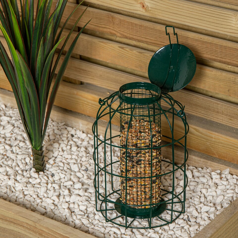 image 1 of Samuel Alexander Metal Hanging Bird Nut Feeder with Squirrel Guard