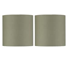 Set of 2 Sage Green Textured Cotton 17cm Table Lamp Shades Green