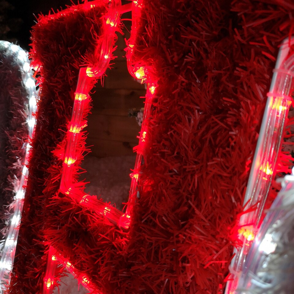 image 1 of 3m x 60cm LED Tinsel HO HO HO Christmas Sign Decoration with 504 Red and White LEDs