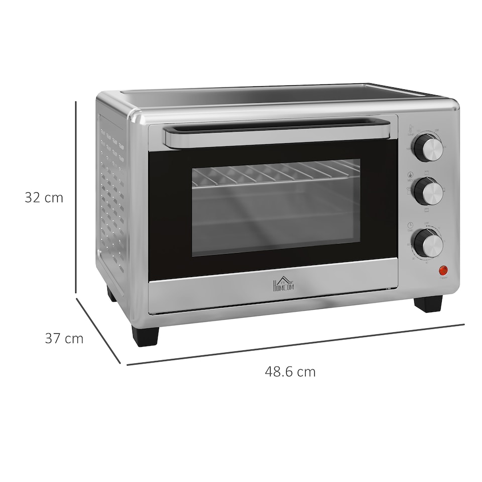 image 1 of HOMCOM 30L Mini Oven with Adjustable Temperature, 60 Min Time 1600W, Silver