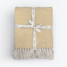 Large Cotton Chevron Herringbone Sofa Throw Blanket - 150 x 200cm | Yellow | Mustard | One Size | 1