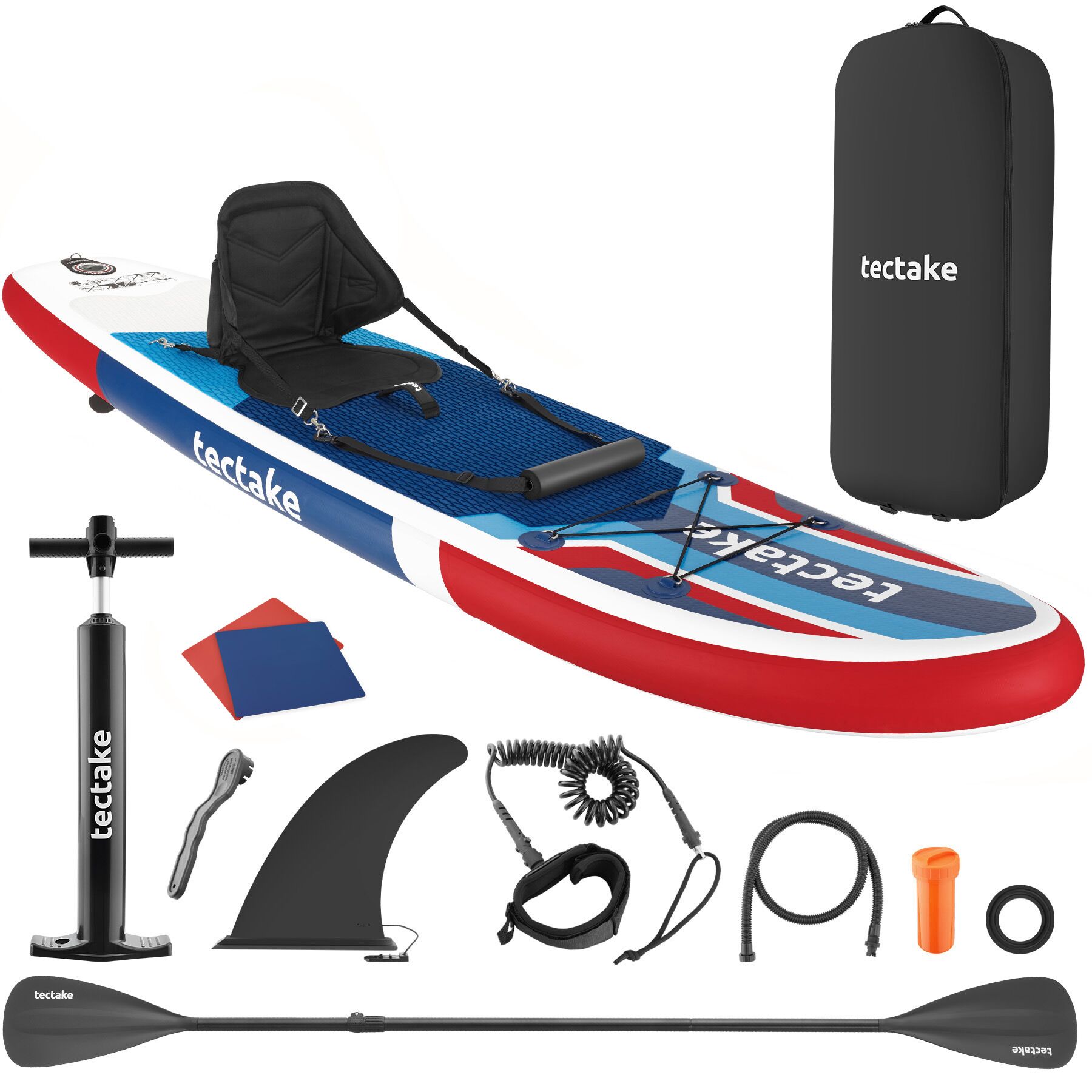 2-in-1 Inflatable SUP and Kayak, with Paddle, Pump and Backpack | Red | red/blue | 1
