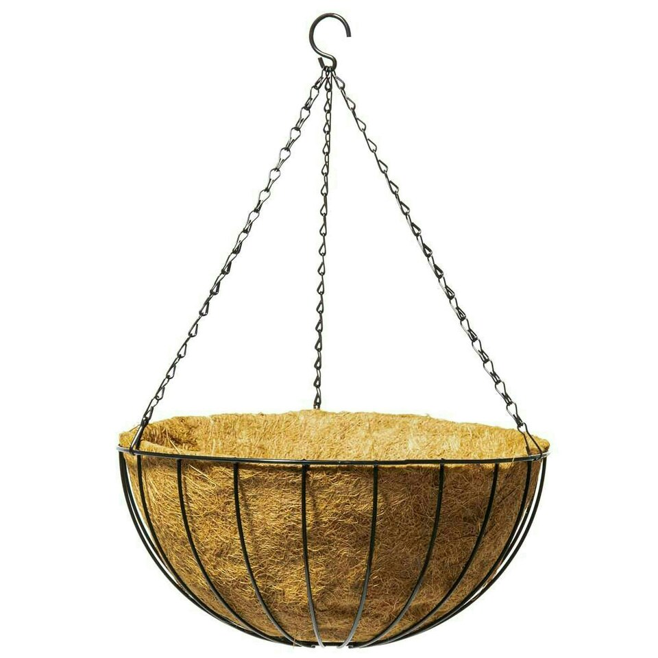 image 1 of Primrose Wire Hanging Basket Plant Pot Planter with Coco Liner 30cm