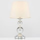 image 3 of ValueLights Modern Polished Chrome And Acrylic Ball Touch Table Lamp With Beige Light Shade
