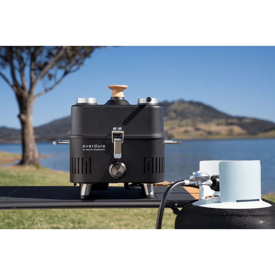 image 1 of Everdure by Heston Blumenthal CUBE PROFLAME 360 Portable Gas BBQ with Roasting Hood