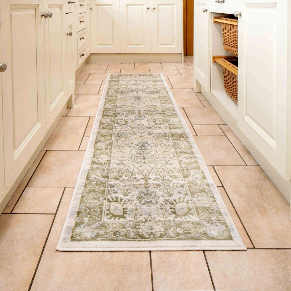 image 1 of KUKOON Vintage Traditional Green Floral Living Room Rug 120cm x 170cm