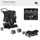 image 3 of PawHut Pet Stroller Carrier Foldable Deluxe Jogger Walk Travel Dog Cat Black