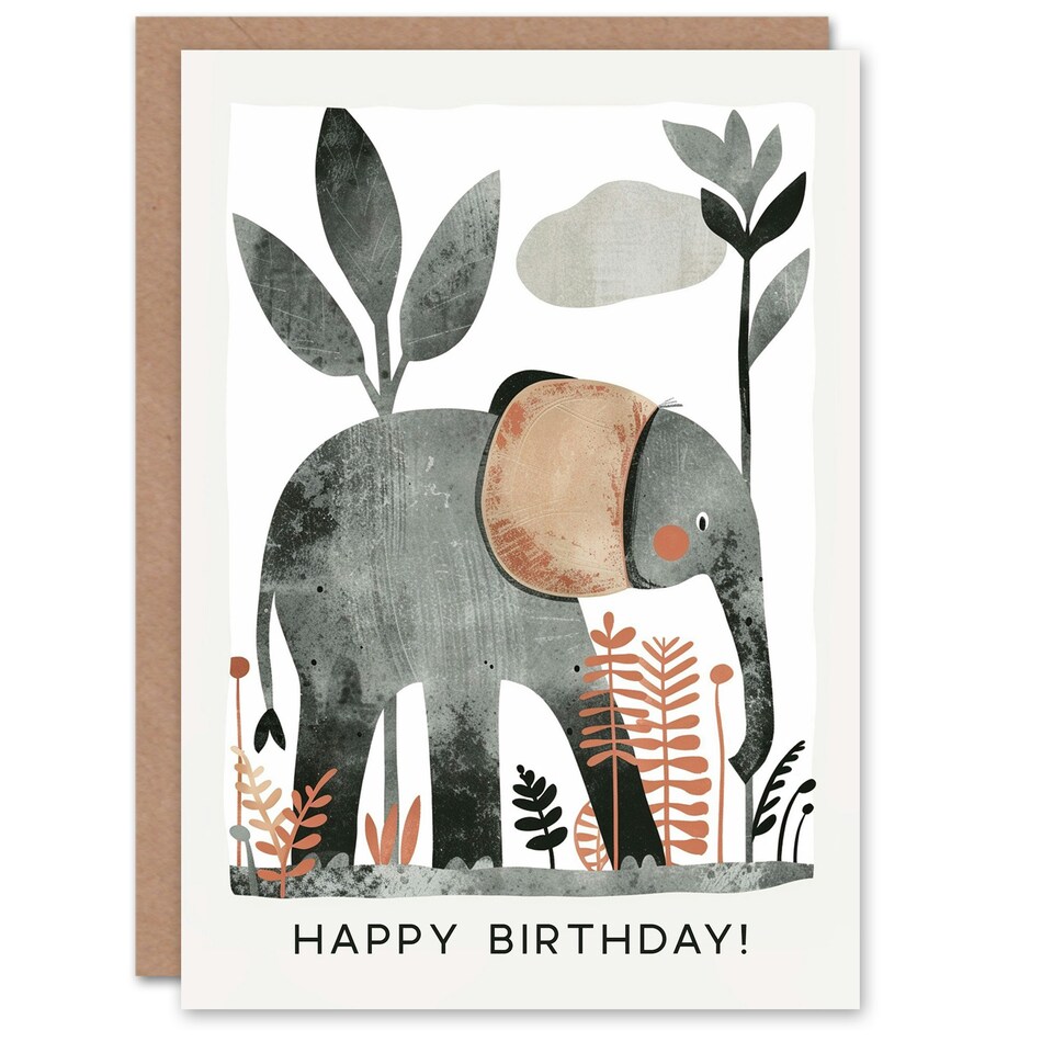 image 1 of Safari Nature Animal Cartoon Cute Kids Child Kids Birthday Card