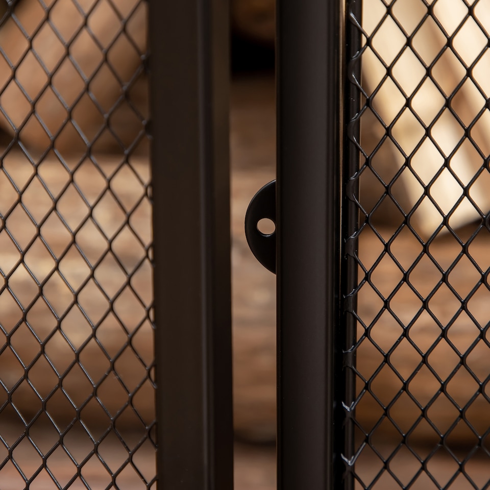 image 1 of HOMCOM 3-Panel Folding Fireplace Screen with Door, Freestanding Spark Guard, Metal Mesh Fireguard, Black