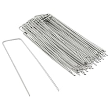 Harbour Housewares U-Shaped Weed Control Membrane Pegs - 6" (150mm) - Pack of 200 | Silver | Silver