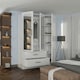 image 3 of Modern 3-Door High Gloss Wardrobe with Dual Mirrors, Gold Accent Handles, Drawers & Shelves-116cm Wide White | White116cm
