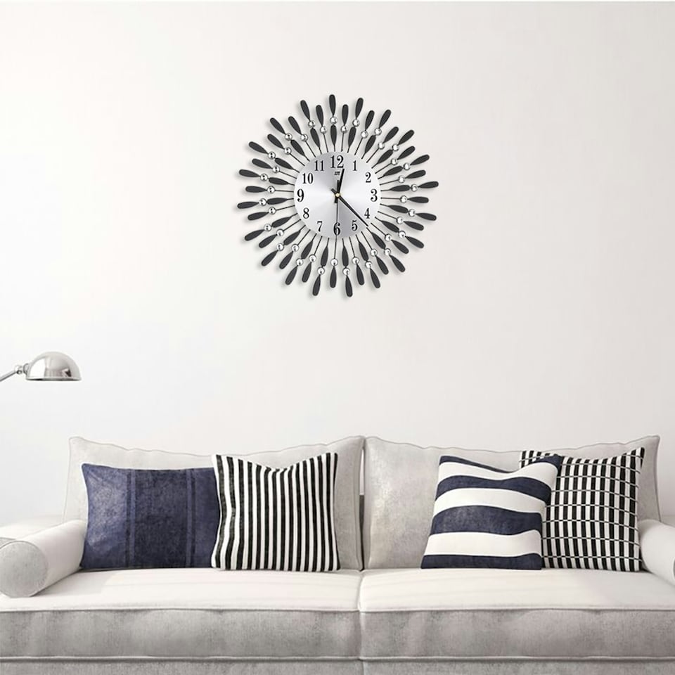 image 1 of Living and Home 3D Silent Drop-Shape Metal Wall Clock with Crystal | Multi