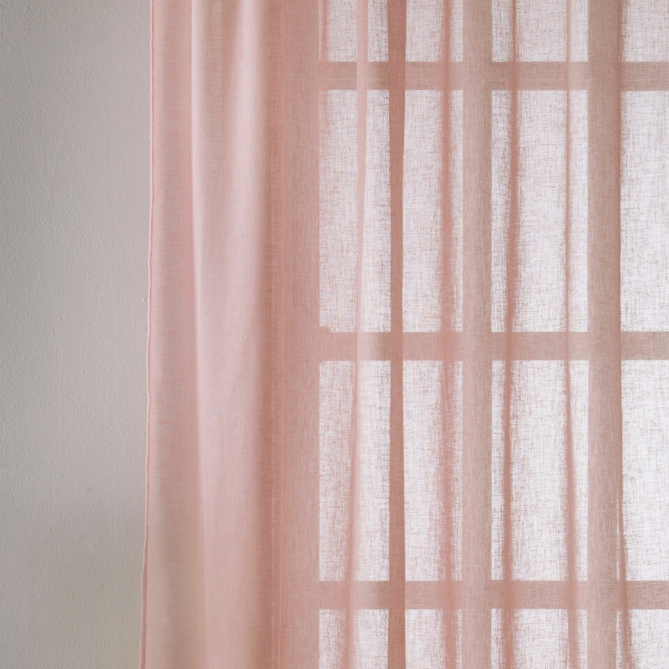 image 1 of Pair of Eden Blush 100% Recycled Voile Panels 122 cm (48 inch) Rod Pocket Panels for Bedroom and Living Room
