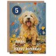 image 1 of Lover Puppy Cake Kids Age 5 Year Old Dog Child 5th Birthday Card