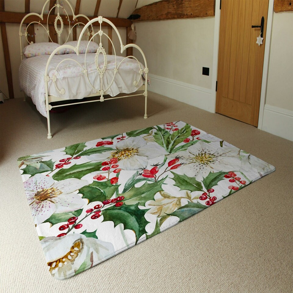 image 1 of Watercolour Christmas pattern (Rug) Multi | XL: 160x230cm