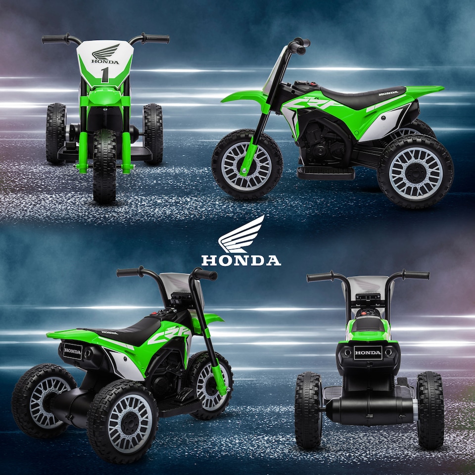 image 1 of HOMCOM Honda Licensed 6V Kids Electric Motorbike, Three Wheel Ride On Motorcycle Car with Horn, Sound, for Ages 18-36 Months - Green
