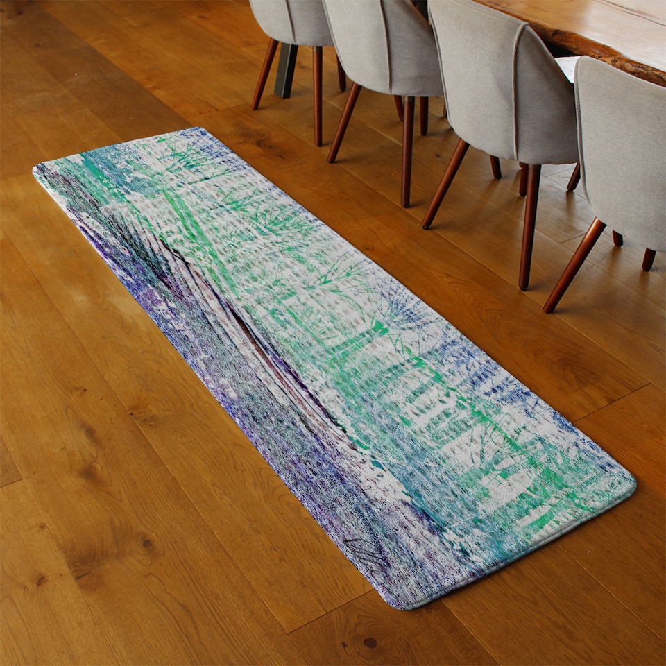 image 1 of Washed Up Blue Runner Rug | Multi