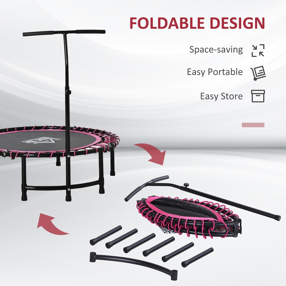 image 1 of HOMCOM Trampoline Outdoor Bouncer Jumper Adjustable Handle, Pink