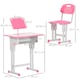 image 5 of HOMCOM Kids Desk and Chair Set Adjustable Height Study Table Set w Drawer | Pink