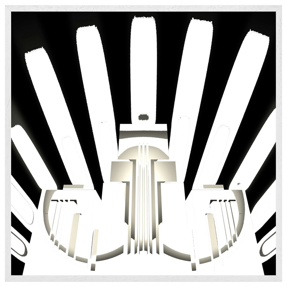 image 1 of Art deco skyscraper in black & white (Picture Frame) White | XS