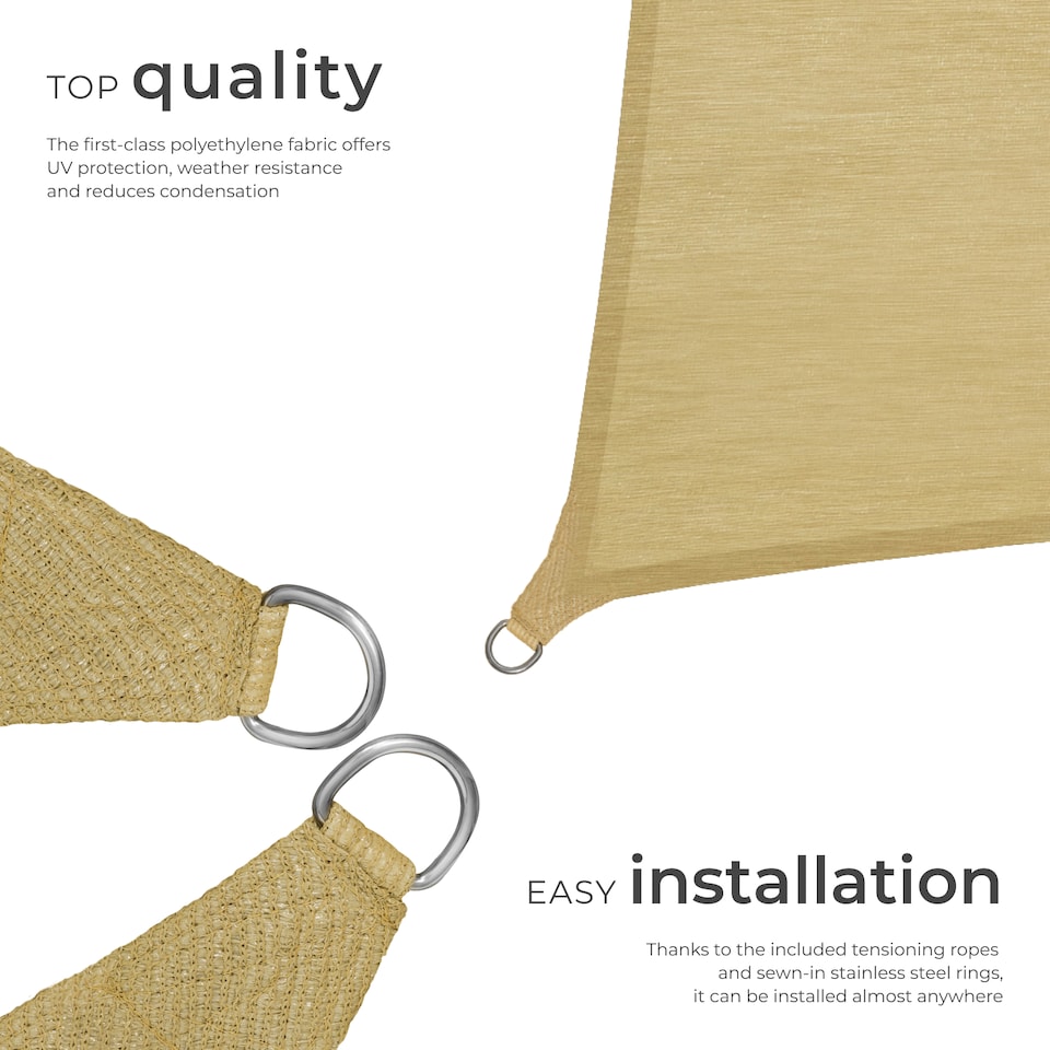 image 1 of Shade Sail - rectangular with UV protection 50, water-repellent | Cream | beige | 3 x 3 m | 1