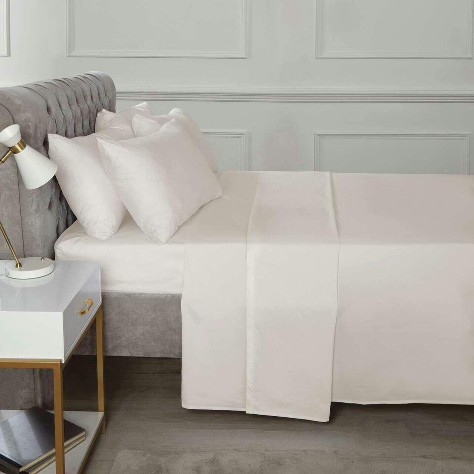 180TC Percale Fitted Sheet 10 Inch and Pillowcase Pair Cream | Cream | Cream | Double | 1