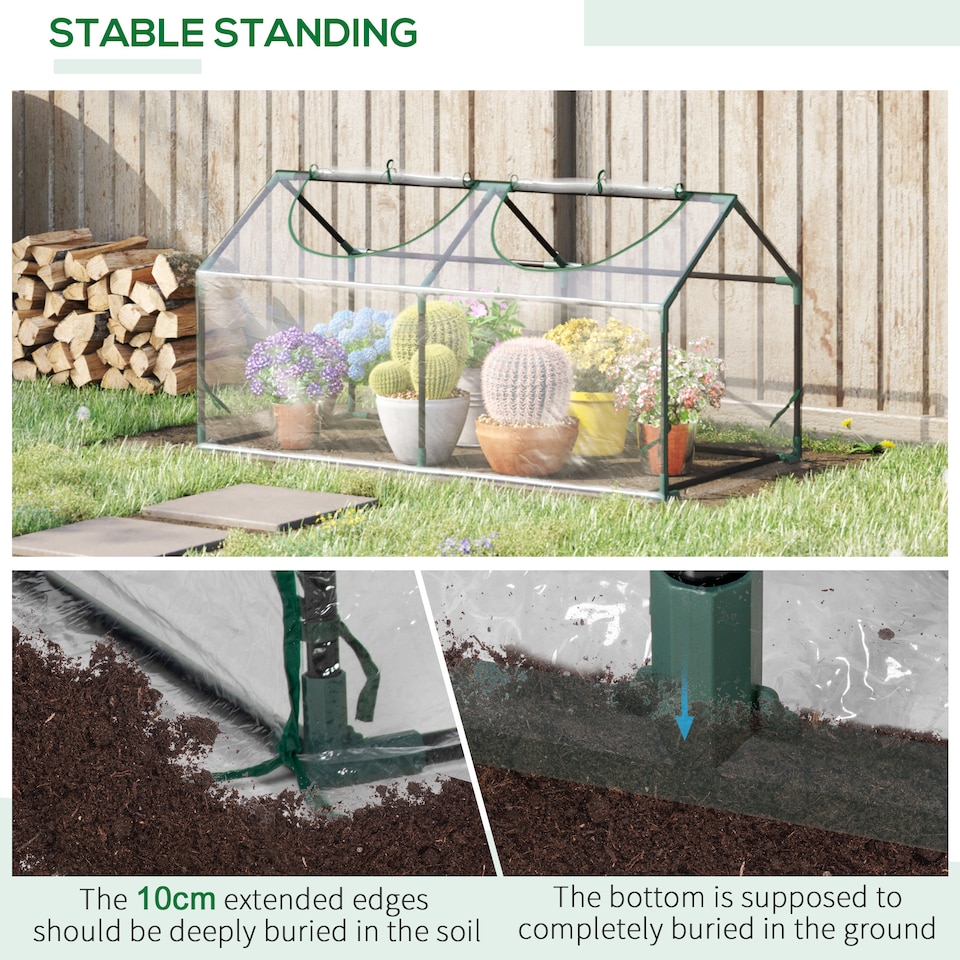 image 1 of Outsunny Greenhouse Plants Foil Tomato Vegetable House W/ 2 Windows Clear | Clear