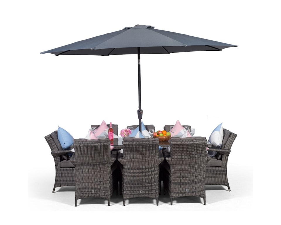 image 1 of Arizona Rectangular 8 Seater Rattan Patio Dining Set | Grey | Grey