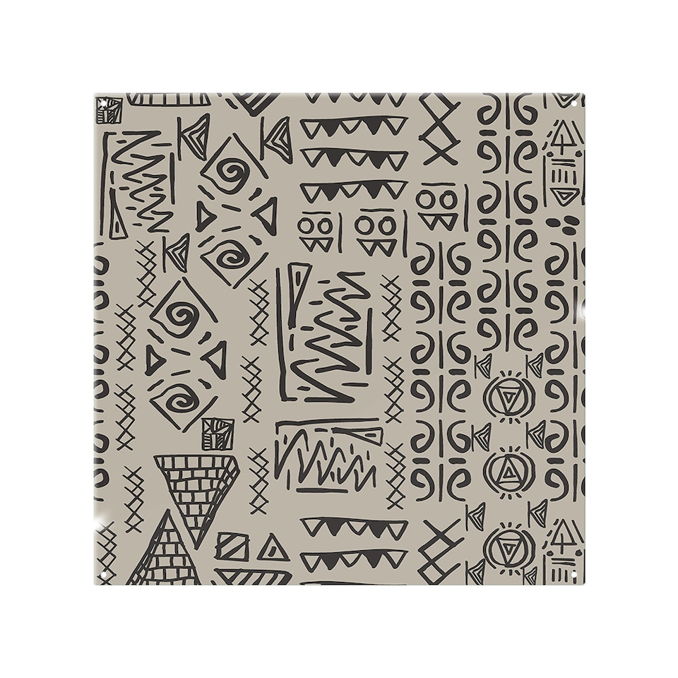 image 1 of Striped Egyptian Theme With Ethnic And Tribal Motifs Splash Back | White