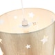 image 2 of Contemporary Beige Linen Childrens-Kids Pendant-Lamp Shade with Laser Cut Stars | Cream